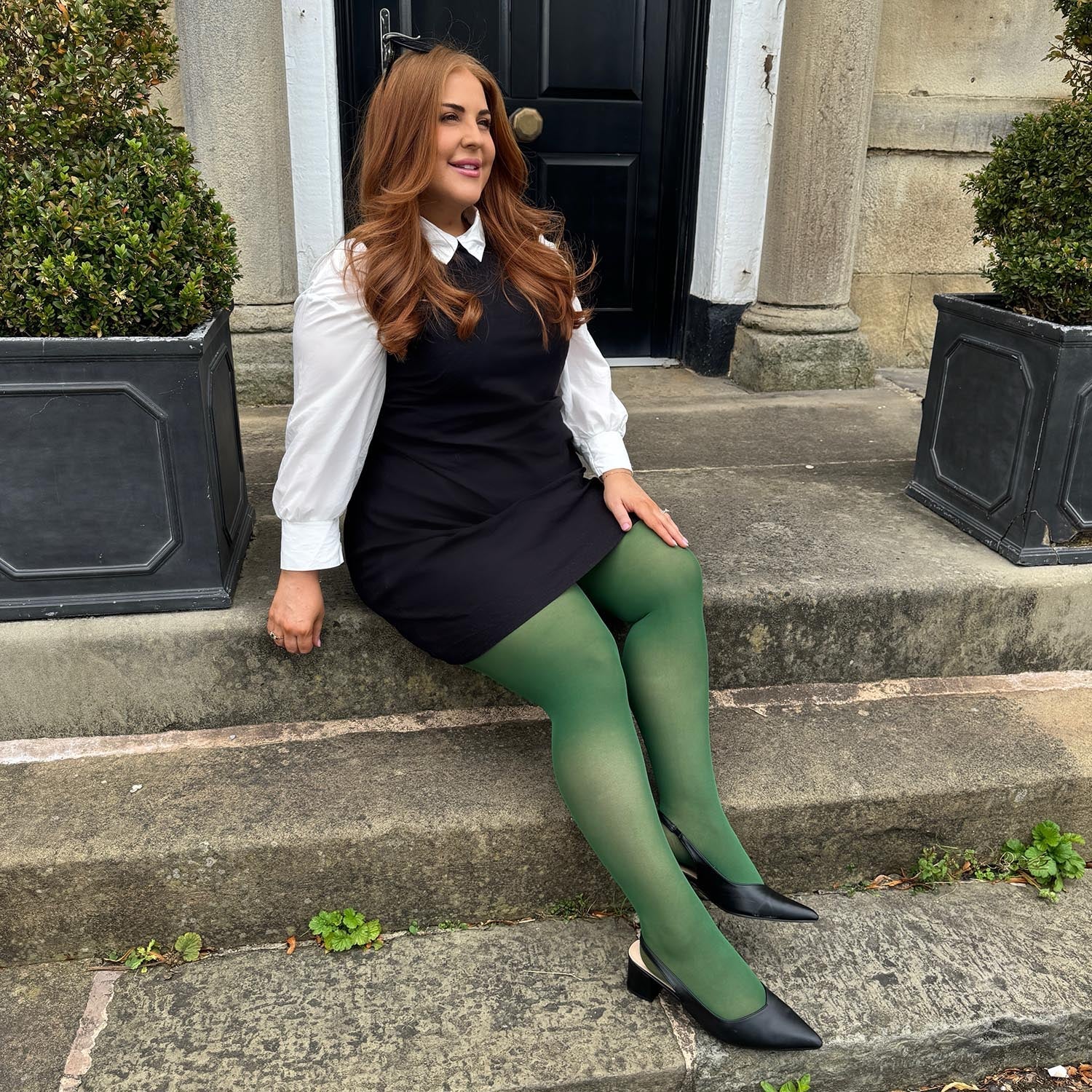 Petit Pois 50 Denier Tights in Forest Green Snag