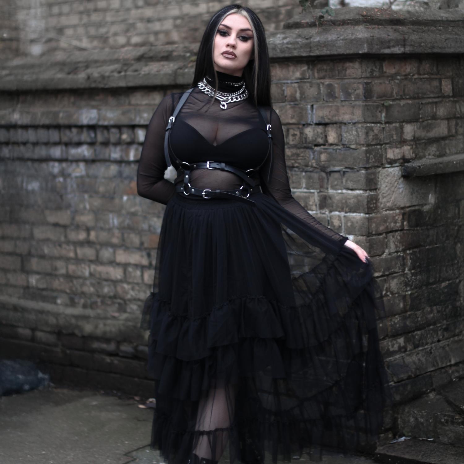 Maxi Mesh Skirt - Black