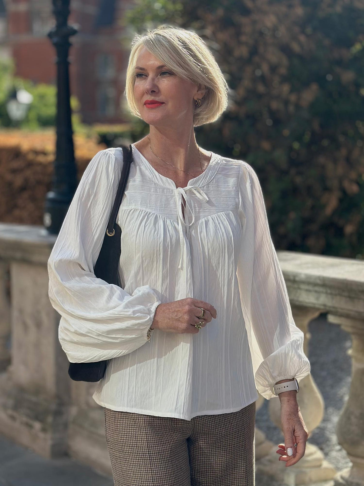 Iona Textured Woven Blouse - Cream