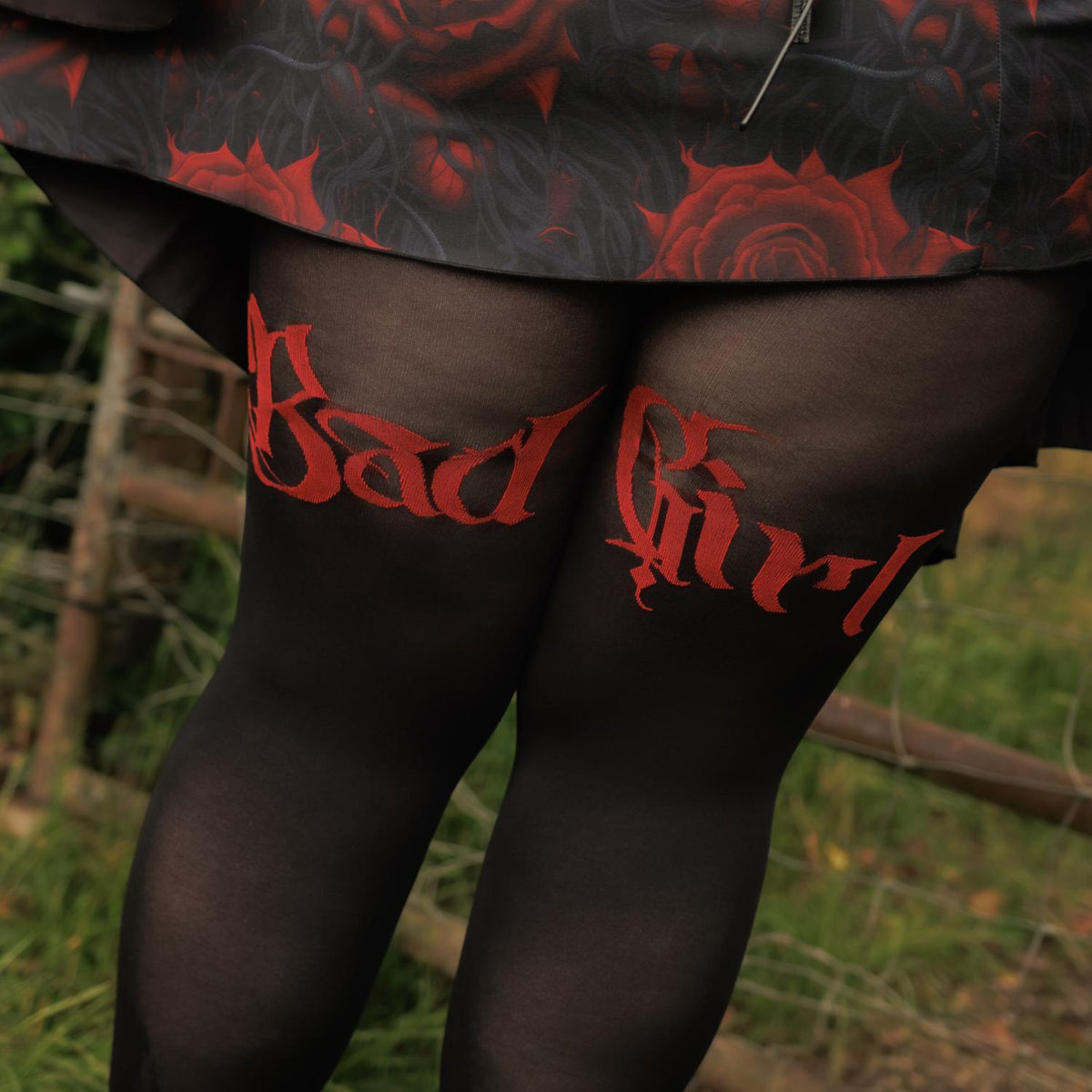 80 Denier Crotchless Tights - Bad Girl - Black
