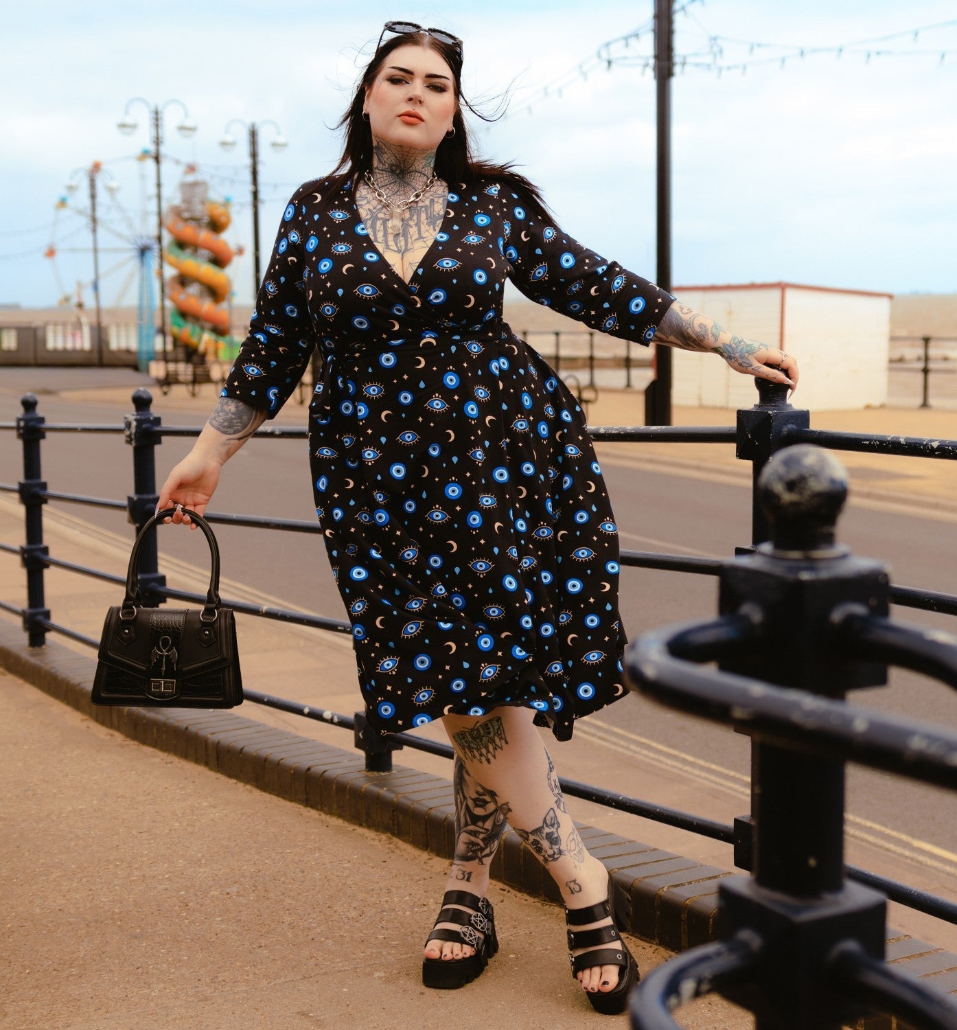 drais beach club dress code Evil Eye Black Wrap Dress | Sizes 4-38
