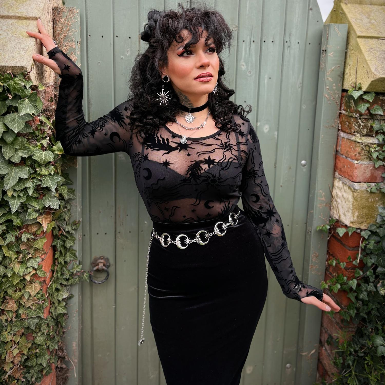 black mesh top under dress Celestial Flock Mesh Top Black | Alt Clothing