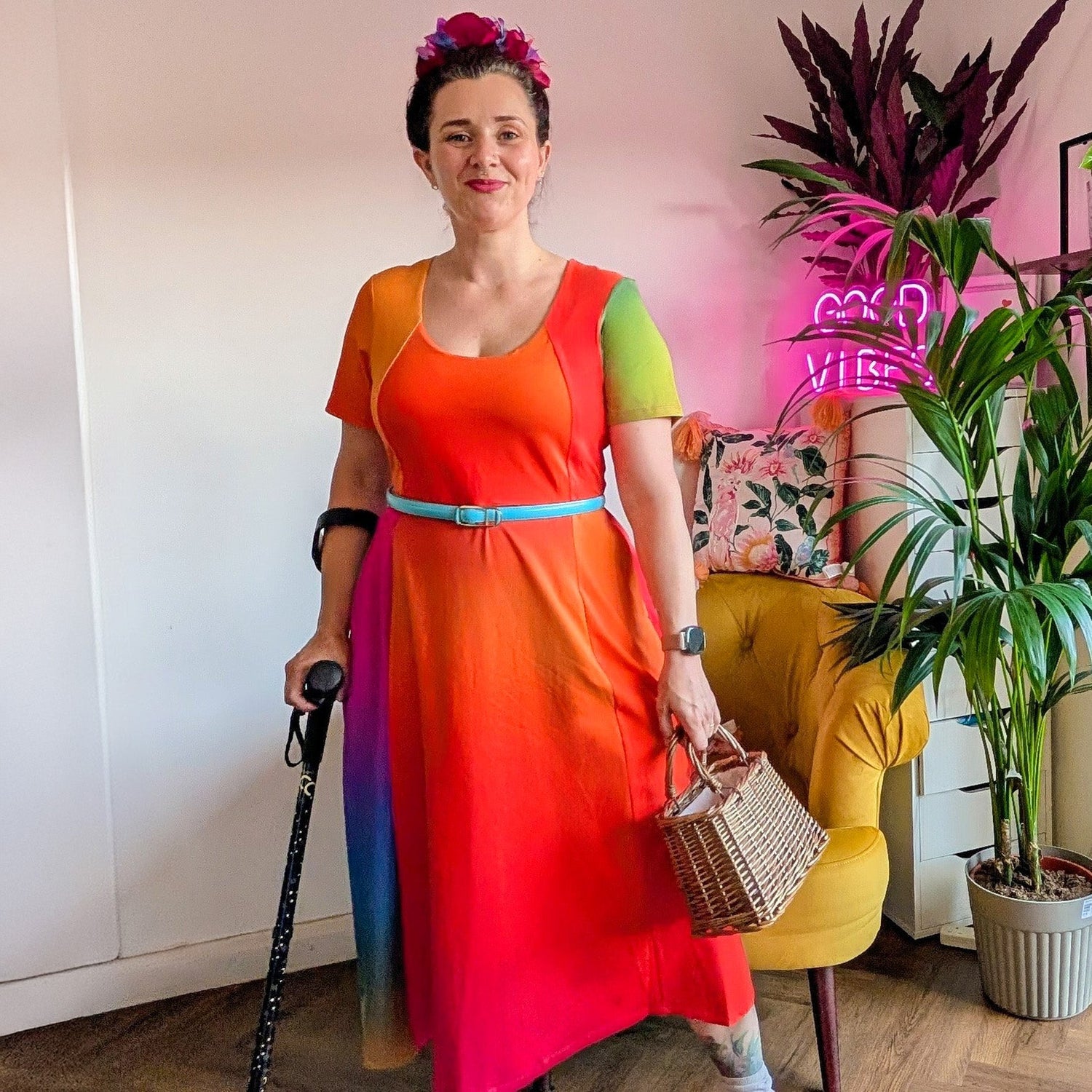 Vanessa Midi A-Line Dress - Rainbow