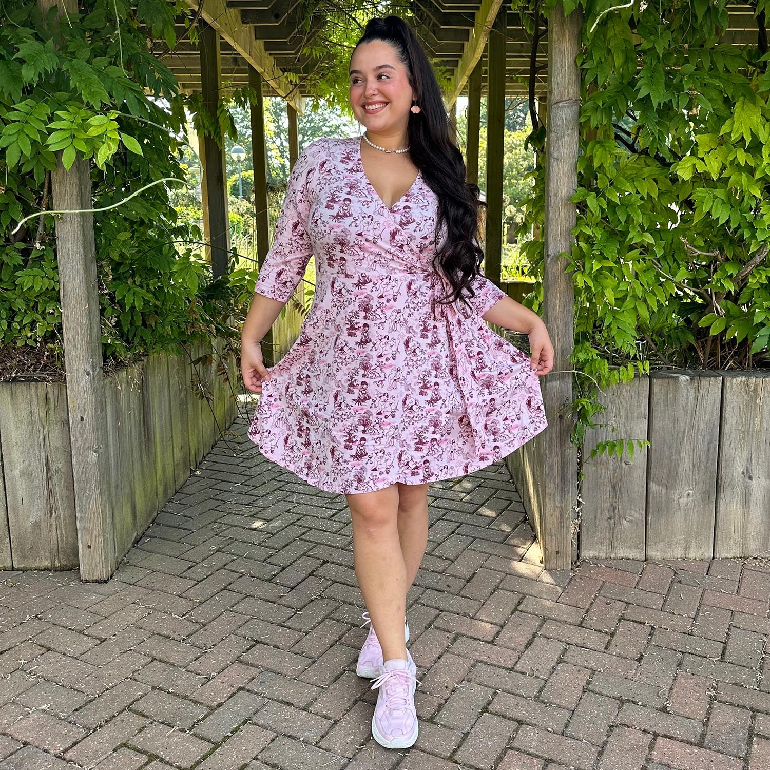 Mini Wrap Dress - Passion au Jardin - L'Amour Rose - Tights & Clothes In Sizes 4-38 - Snag Mini Wrap Dress - Passion au Jardin - L'Amour Rose - Tights & Clothes In Sizes 4-38 - Snag