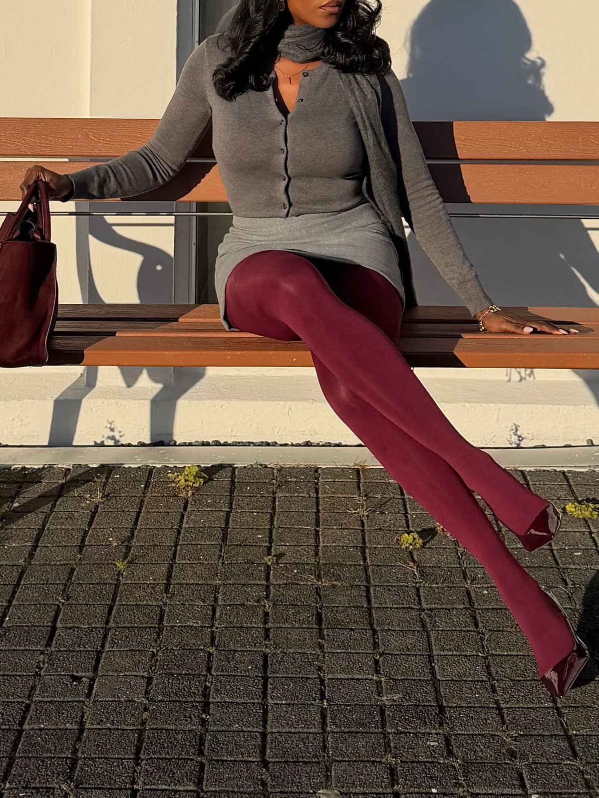 120 Denier Super-Opaque Tights - Burgundy