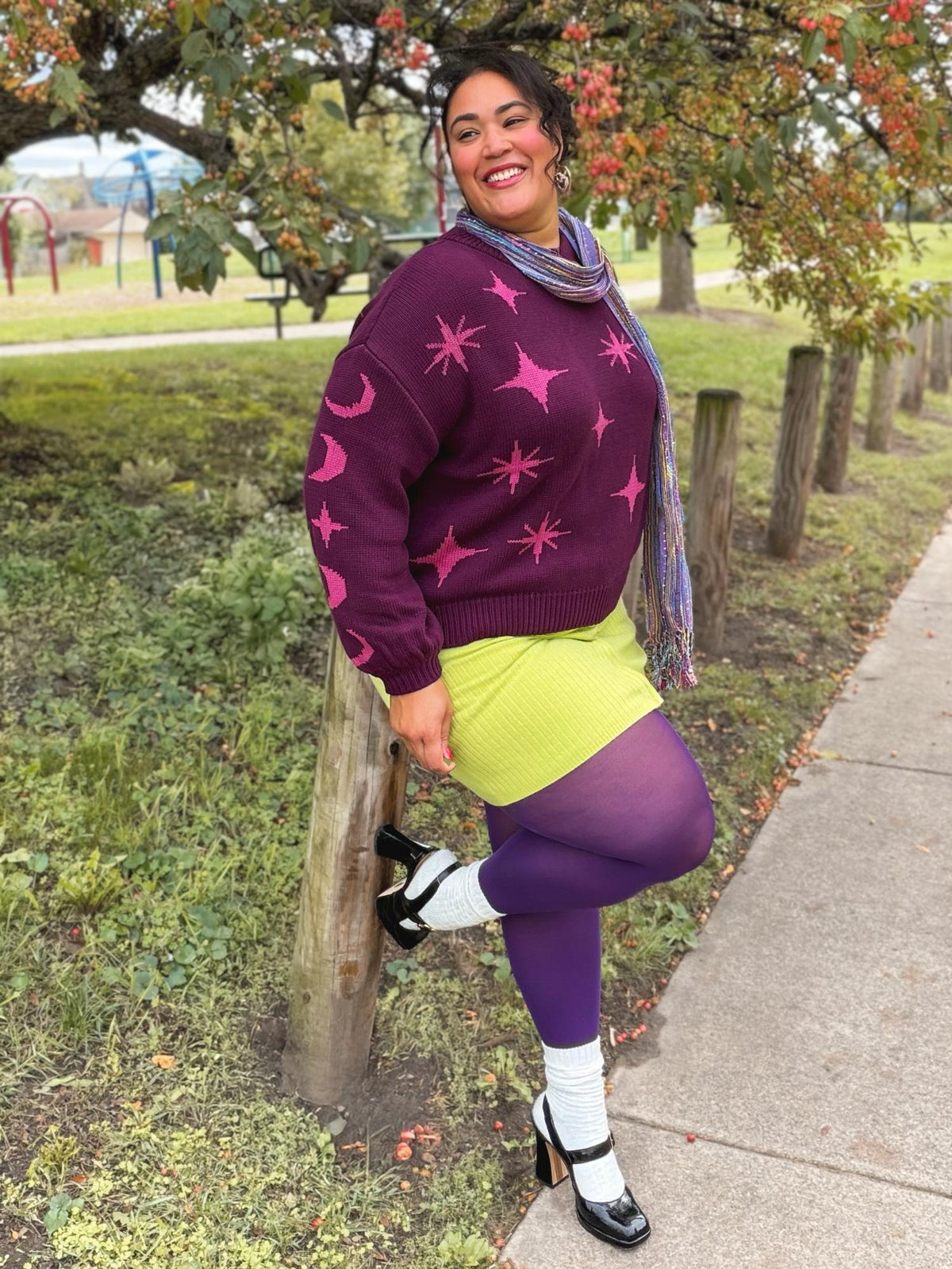 Chunky Knit Jumper - Stars - Pink/Purple