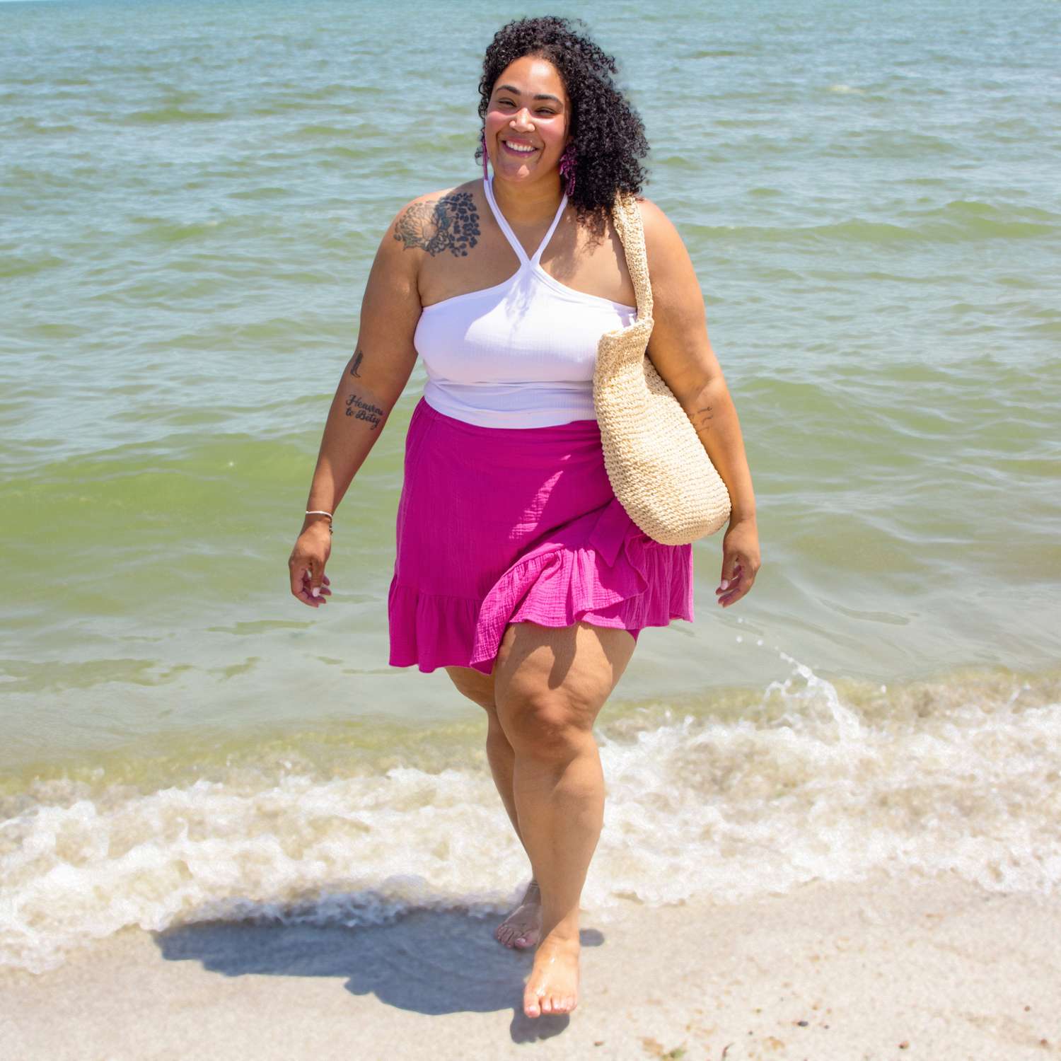 Mary Cotton Gauze Wrap Skirt - Peony