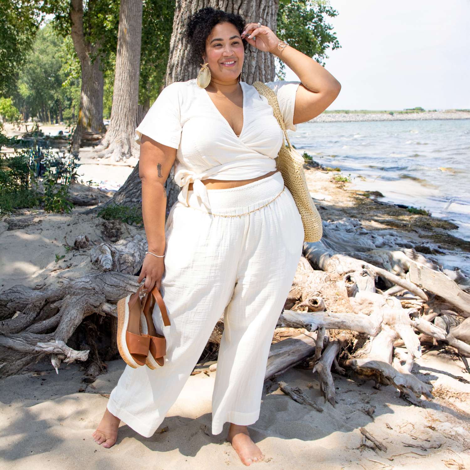 Sonia Cotton Gauze Wrap Top - Cream