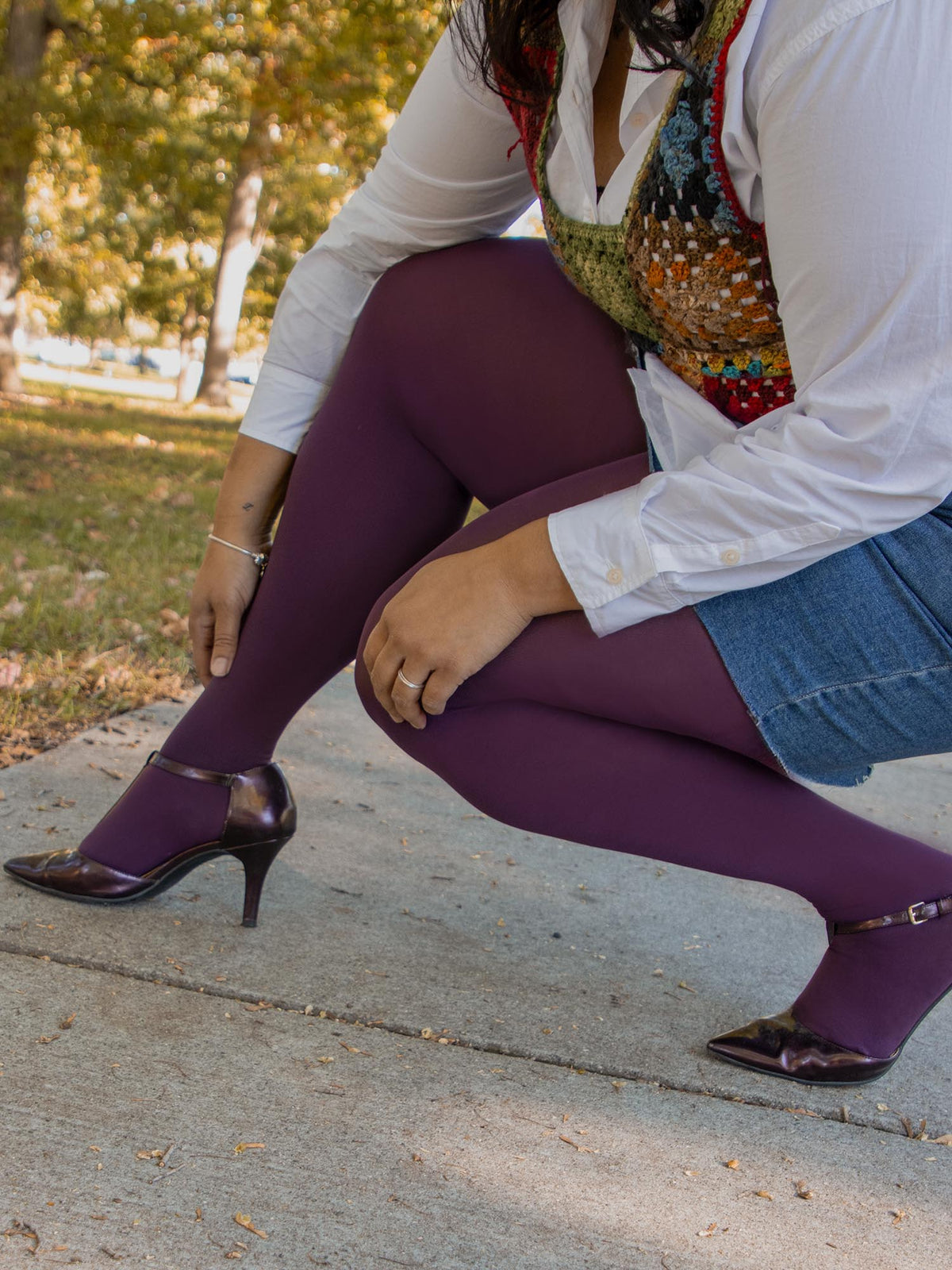 120 Denier Super Opaque Tights - Plum