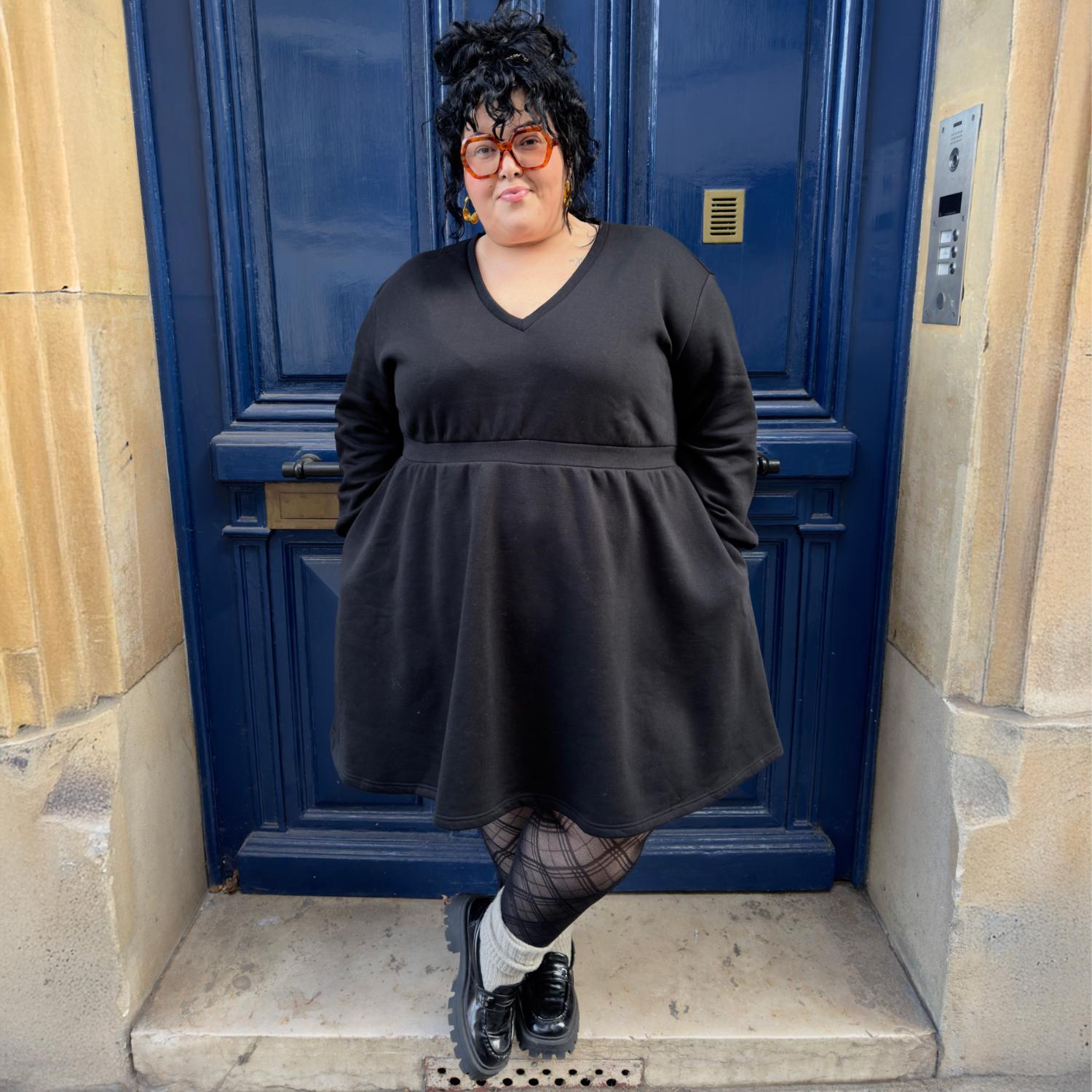 princess polly baby blue dress Blue Leopard Dress & Black Tights | Davina Wayne main image 1