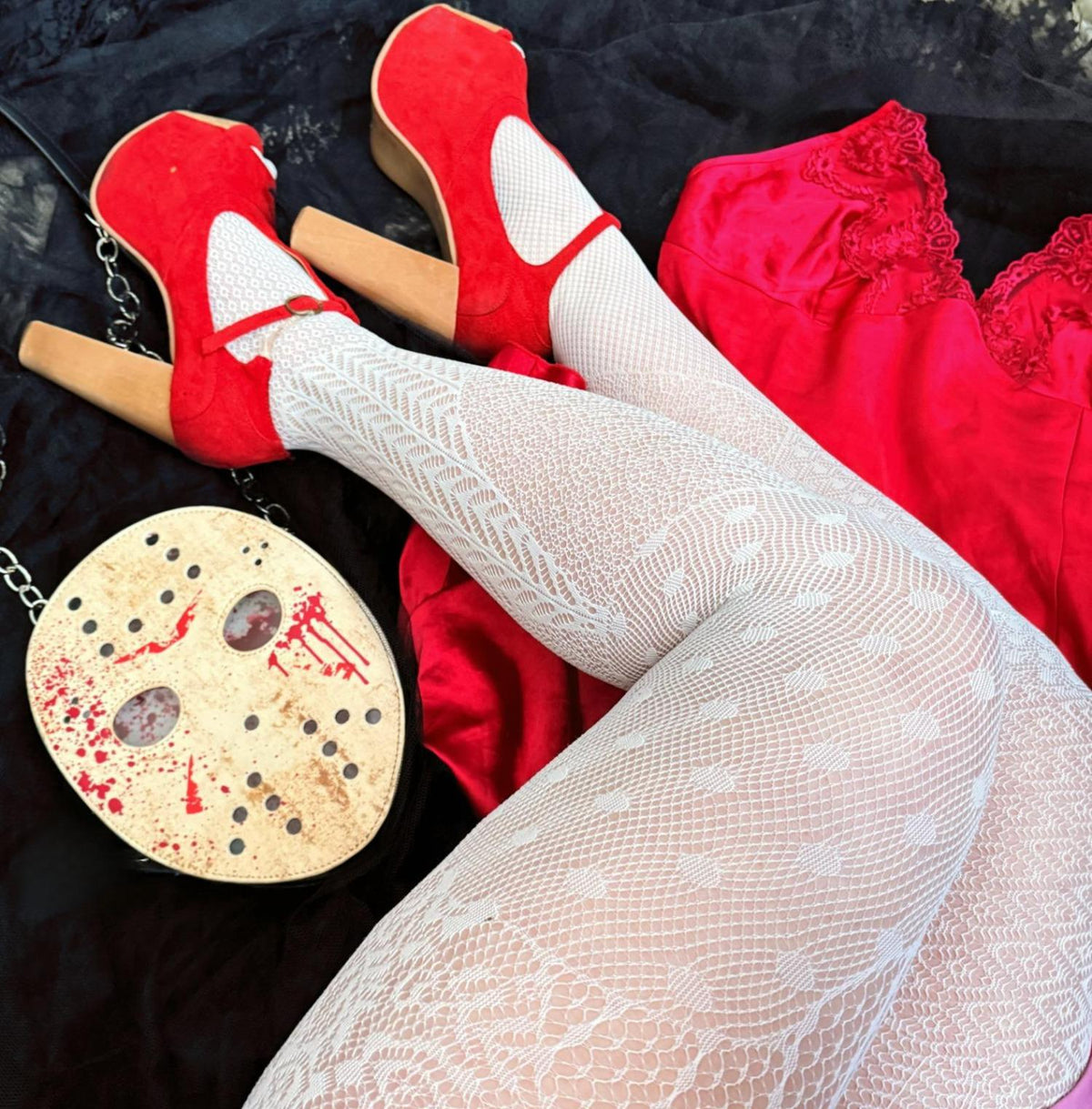 Halloween Fishnet Tights - In Pieces - Snowball