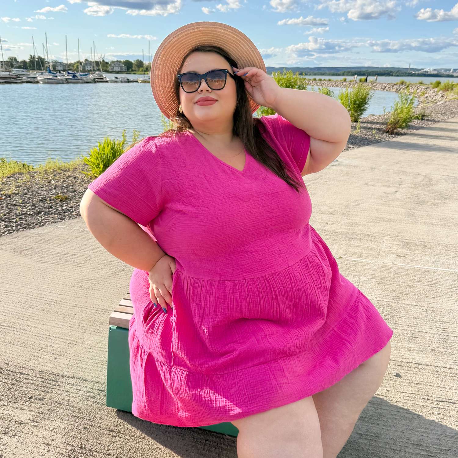 Amrita Cotton Gauze Mini Dress - Peony