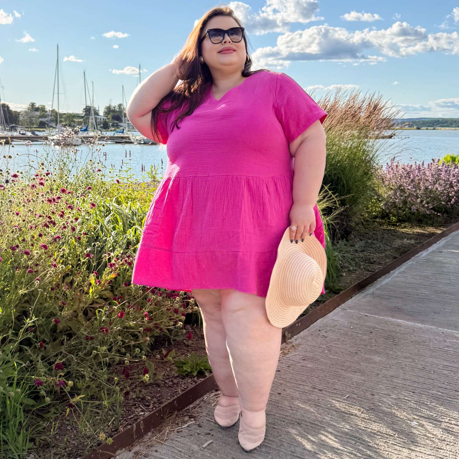 Amrita Cotton Gauze Mini Dress - Peony