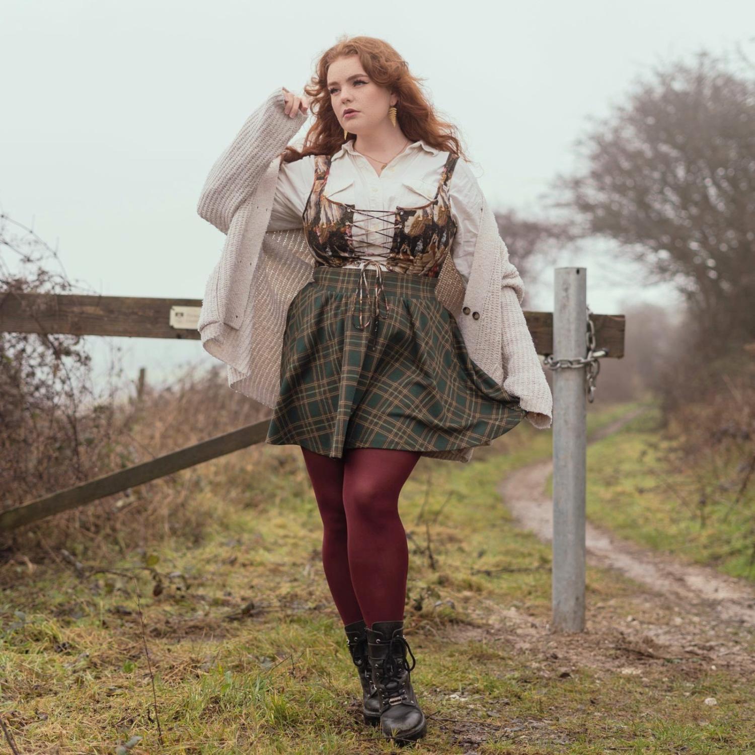Glenfern Plaid Mini Skirt | Dark Academia Green Tartan | Snag