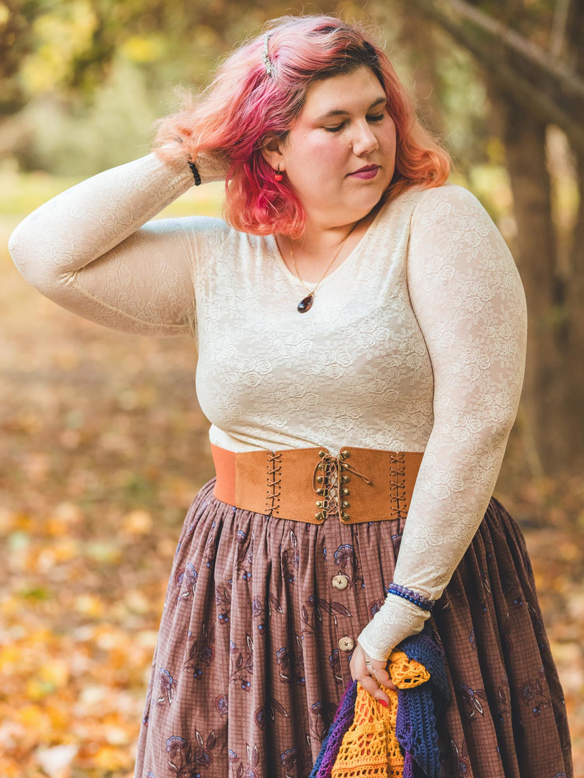 Rum Rose Lace Mesh Top - Cream