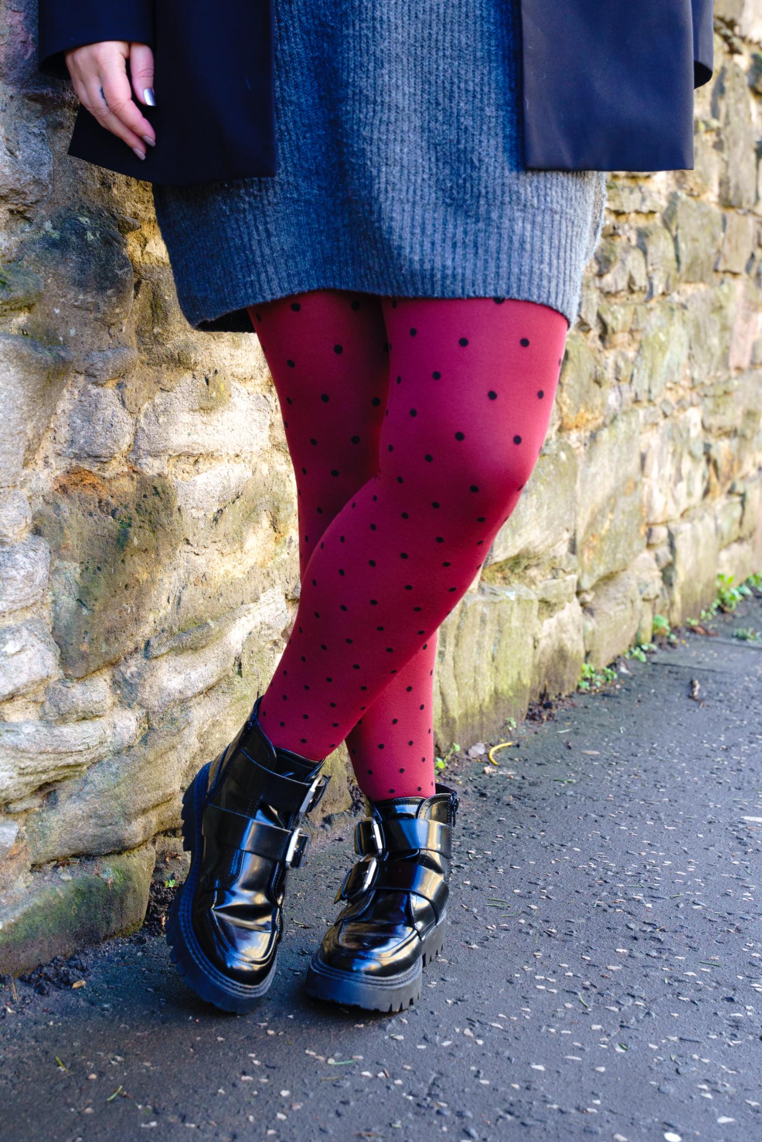 80 Denier Opaque Tights - Cherry Dot