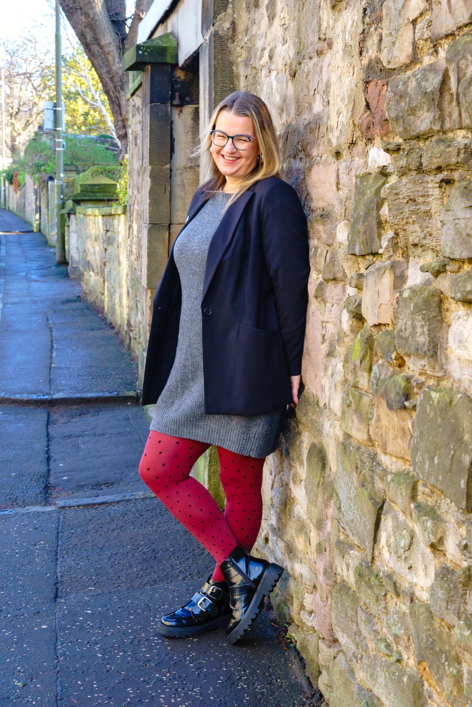 80 Denier Opaque Tights - Cherry Dot