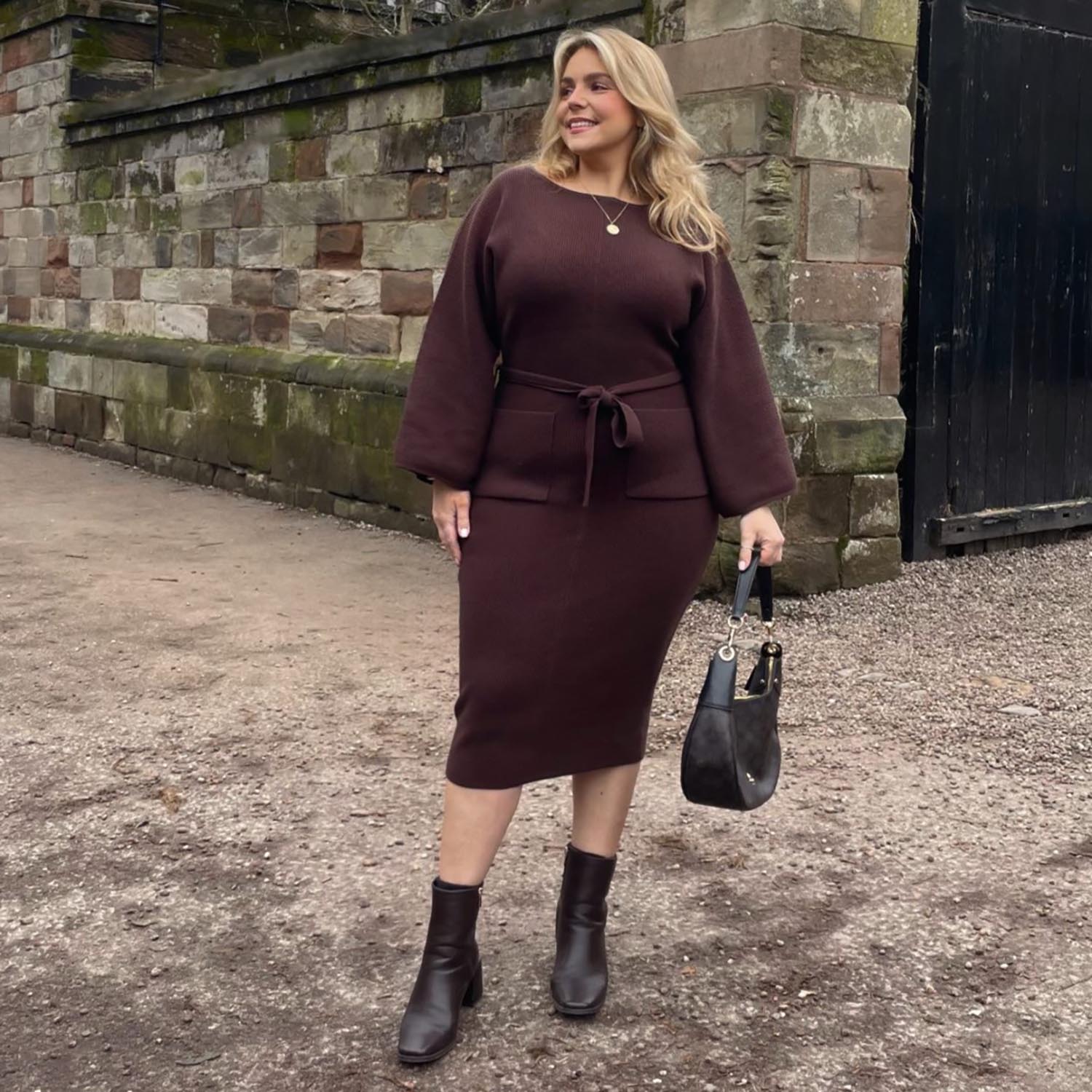 Midi Knitted Cocoon Dress in Hot Chocolate | Cloud Knit – Snag