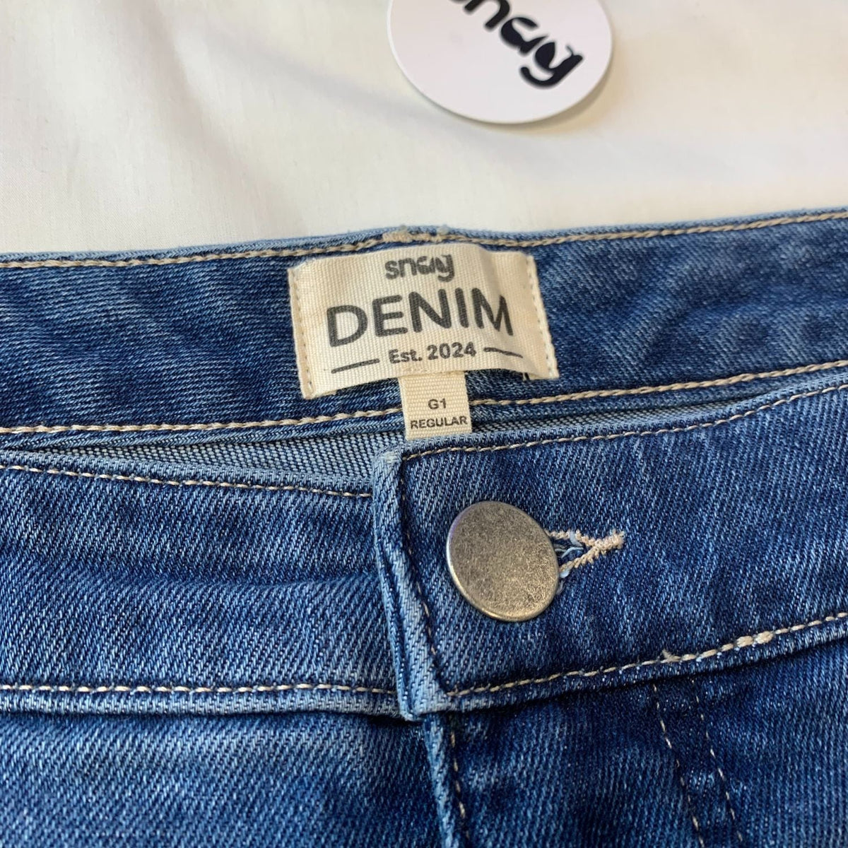 Organic Mom Jeans - Aegean