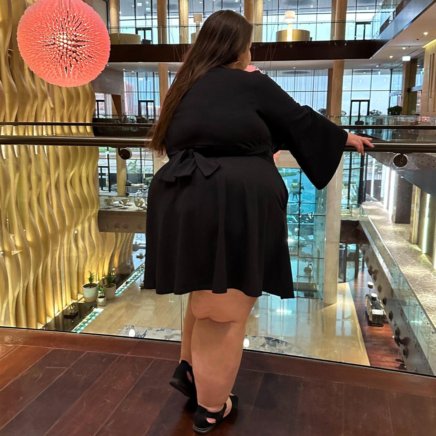 Bell Sleeve Mini Dress - Black - Snag