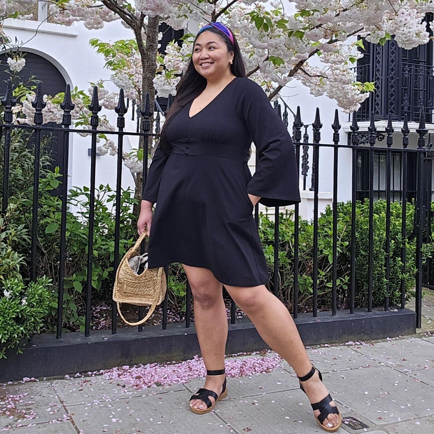 Bell Sleeve Mini Dress - Black - Snag