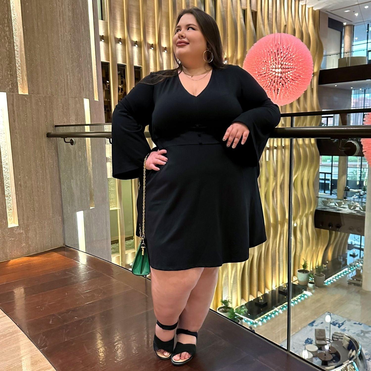 Bell Sleeve Mini Dress - Black - Snag