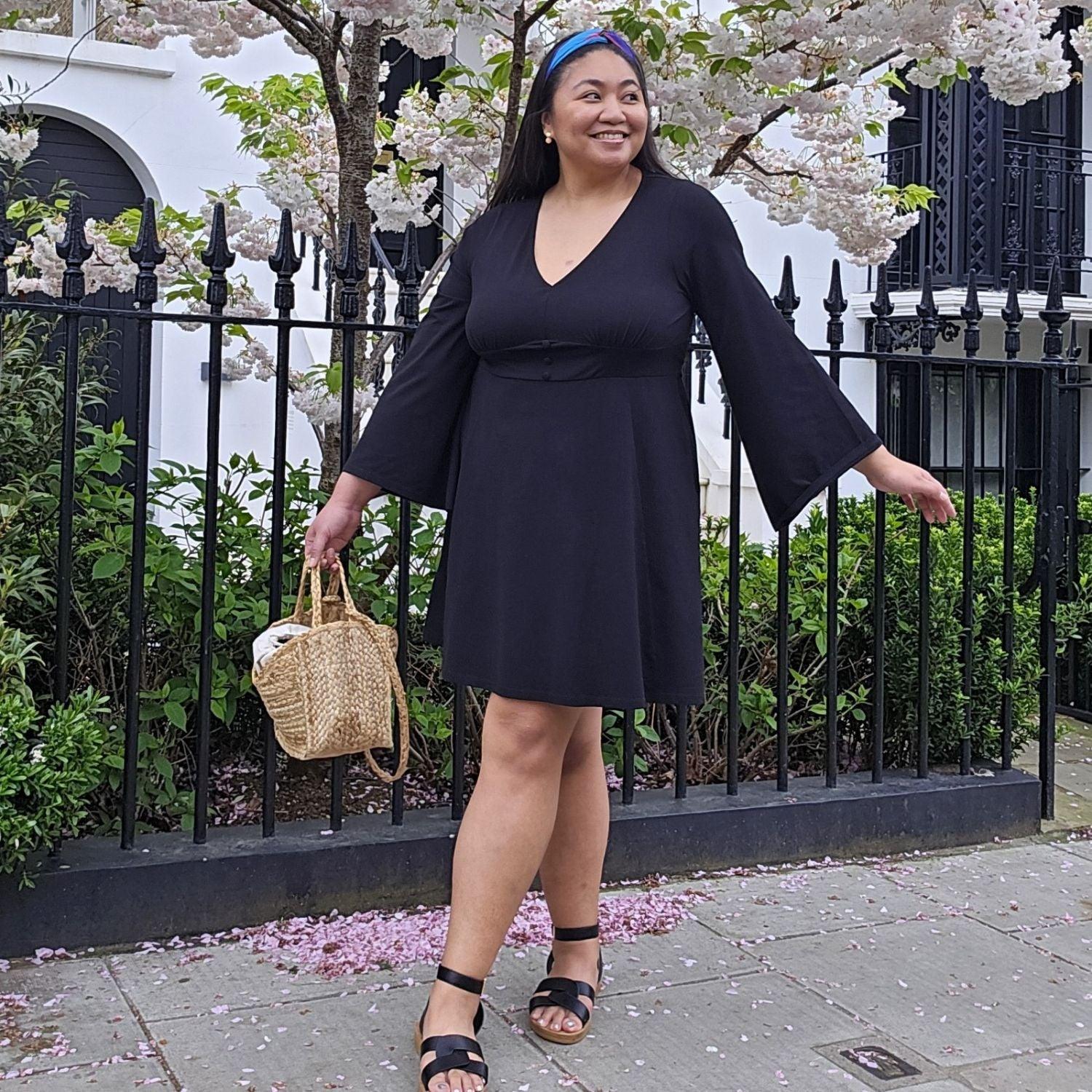 Bell Sleeve Mini Dress - Black - Snag