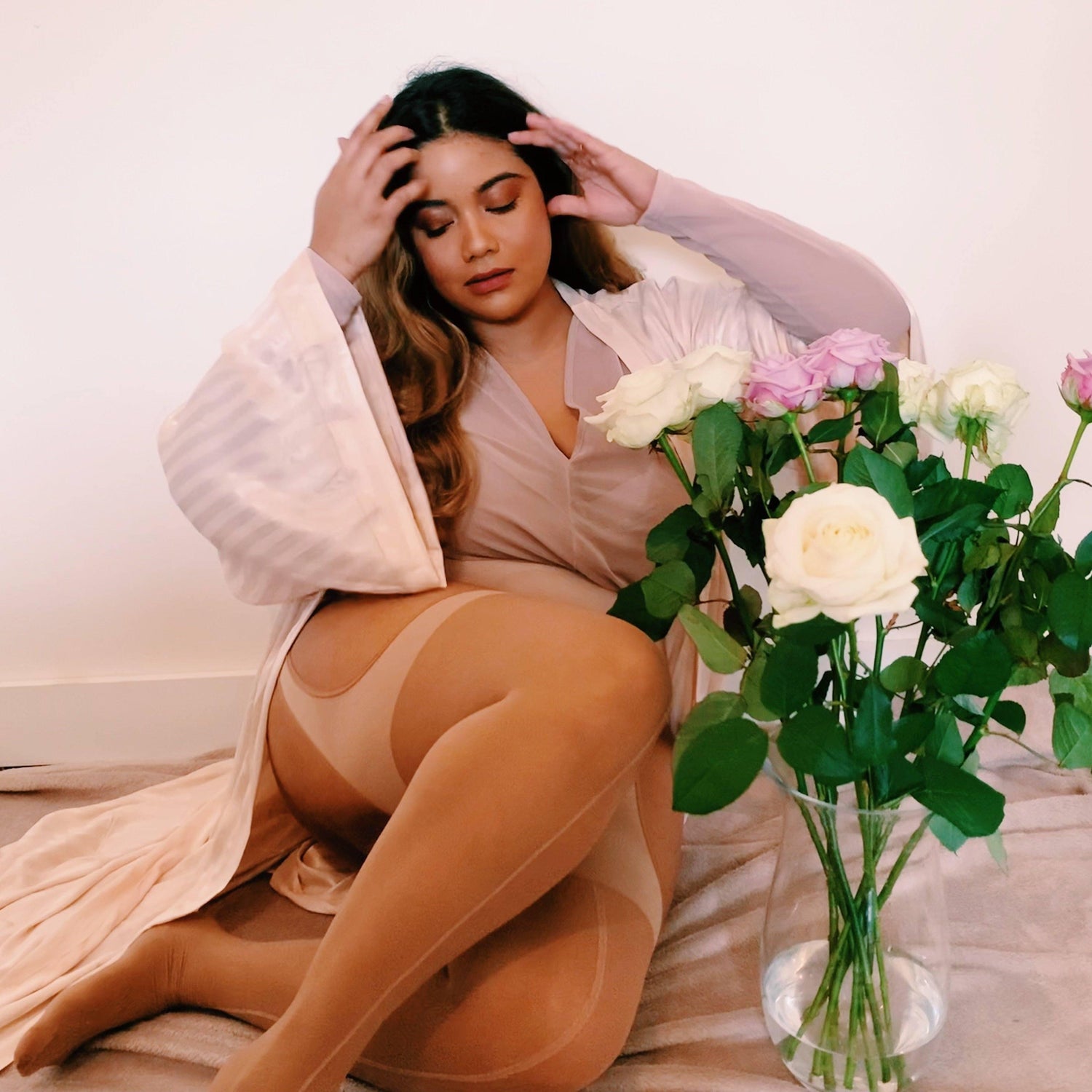 Burlesque Sheer Mock Garters - Caramel Latte - Snag