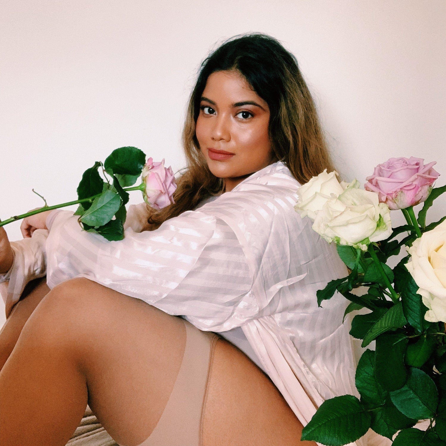 Burlesque Sheer Mock Garters - Caramel Latte - Snag