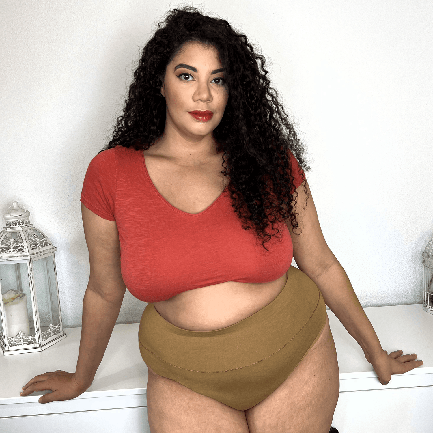 Cheeky High Leg Knickers - Caramel - Snag