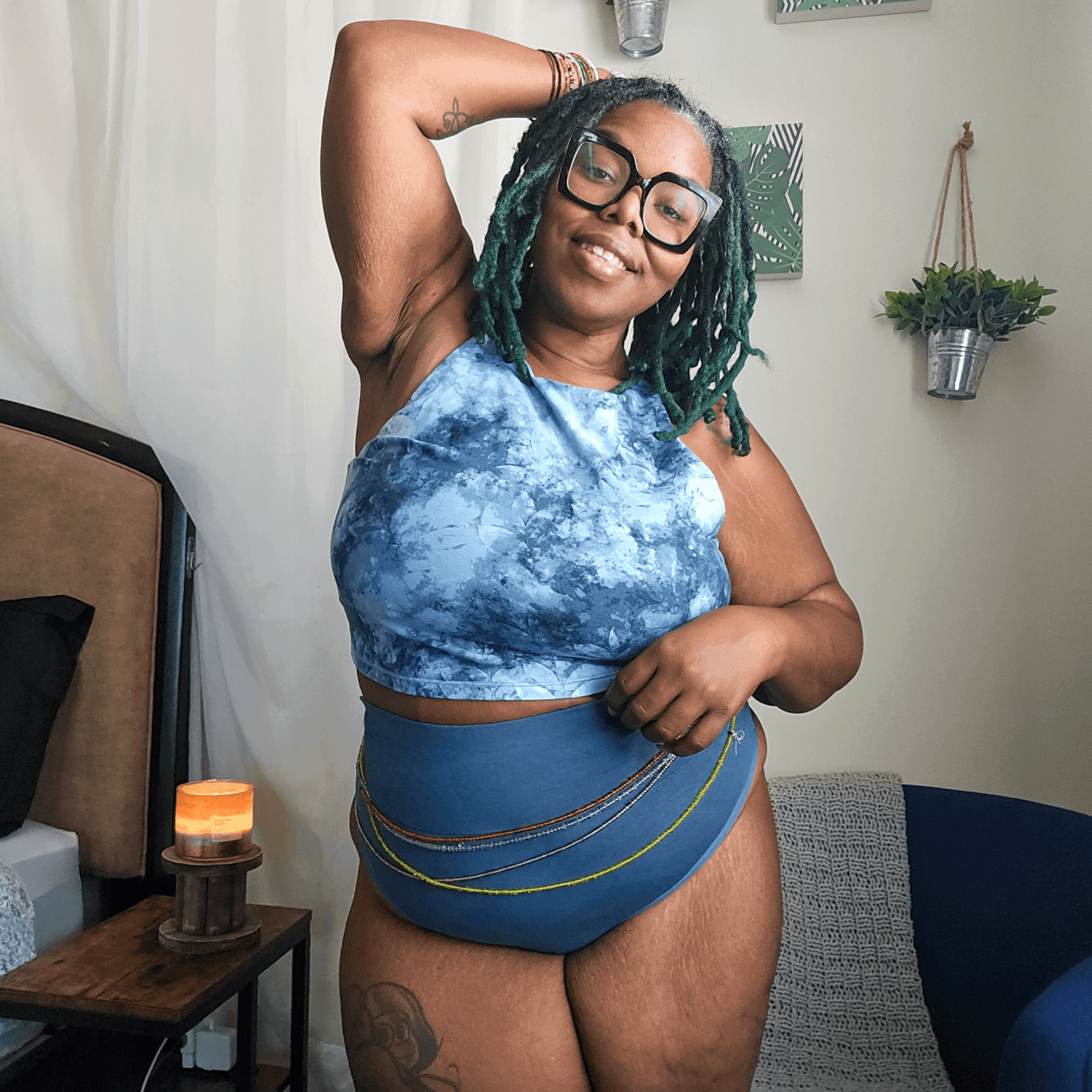 Cheeky High Leg Knickers - Denim - Snag