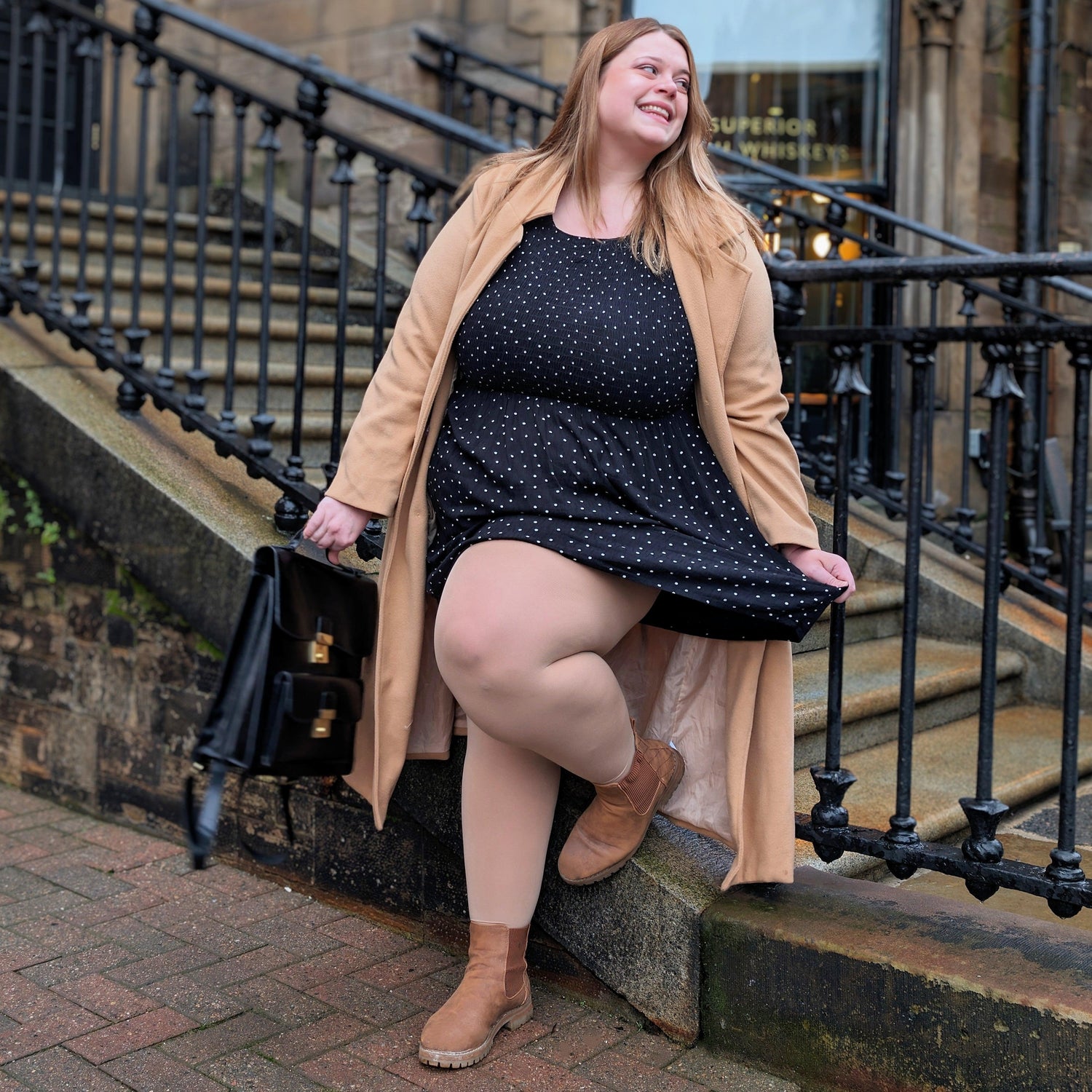 Huggy Light Compression Tights - Builders Tea - Snag