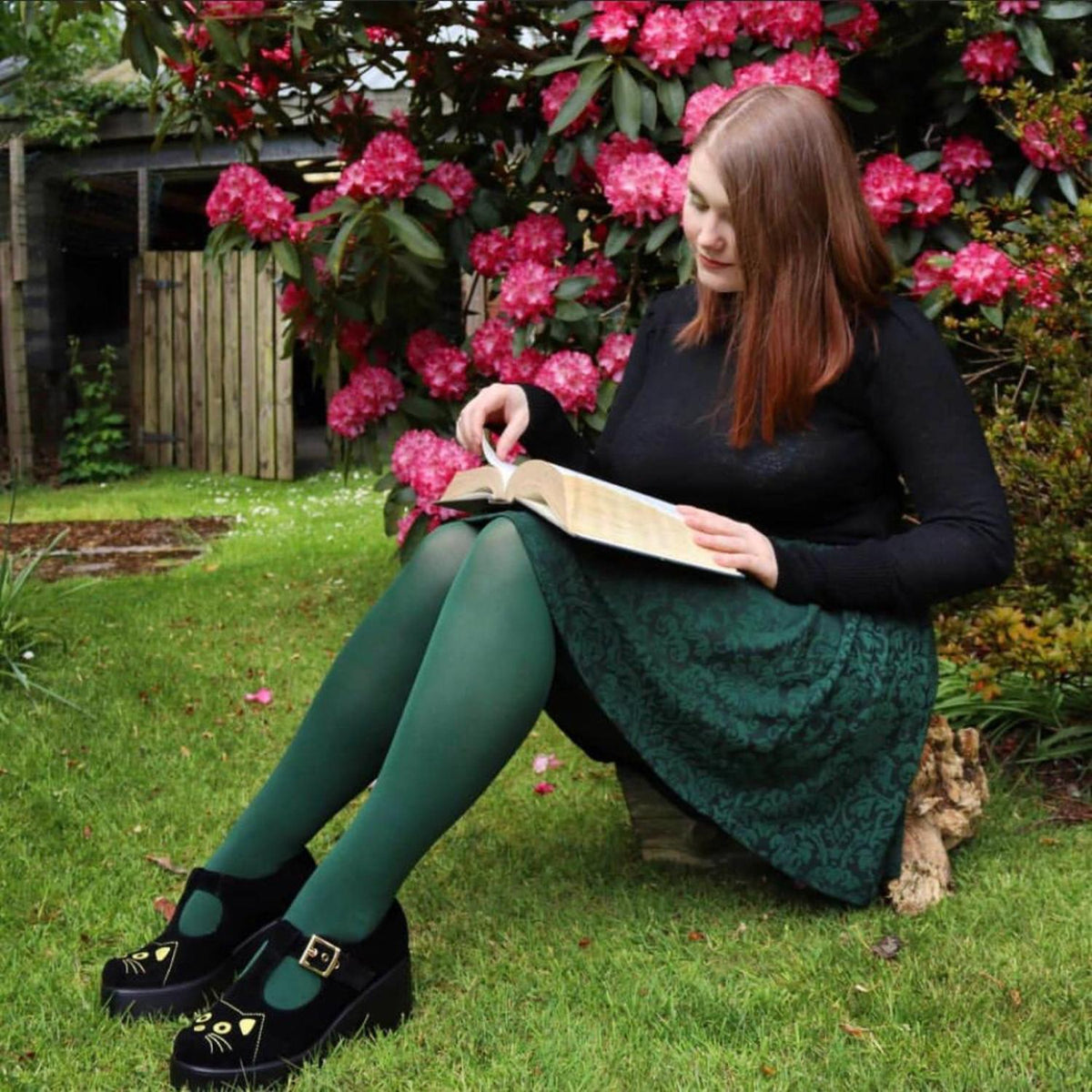 80 Denier Opaque Tights - Hit the Bottle Green