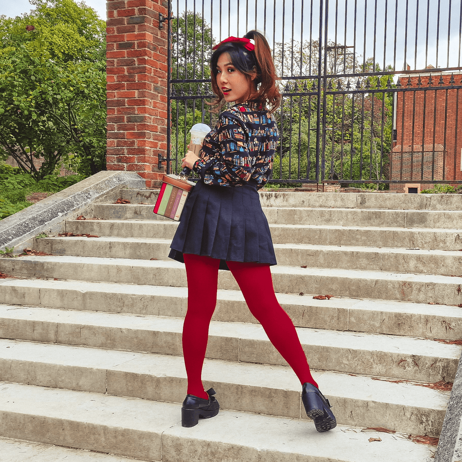 80 Denier Bold Red Coloured Tights Snag