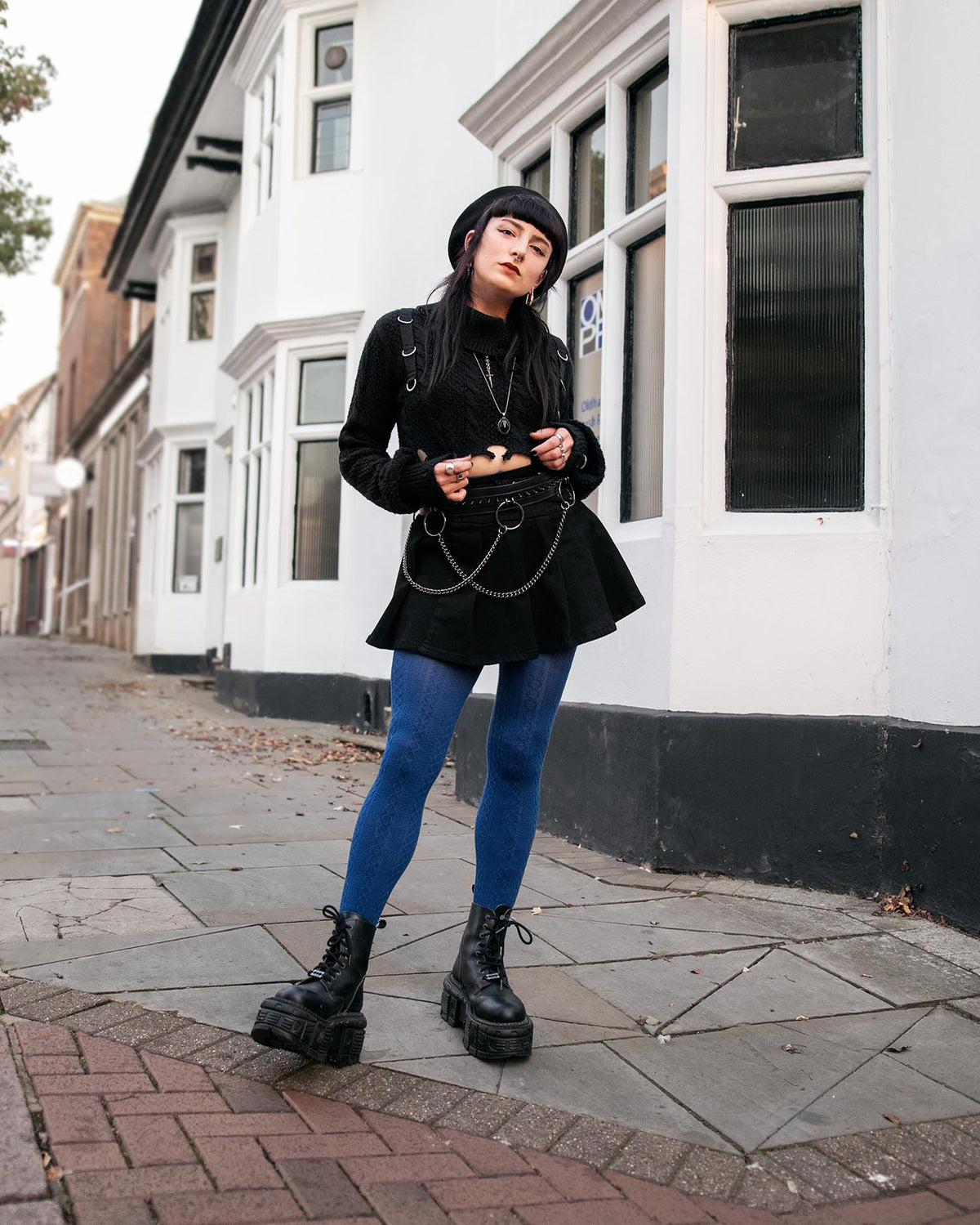 Grannies Cable Knit Wool Tights - Kraken's Breath