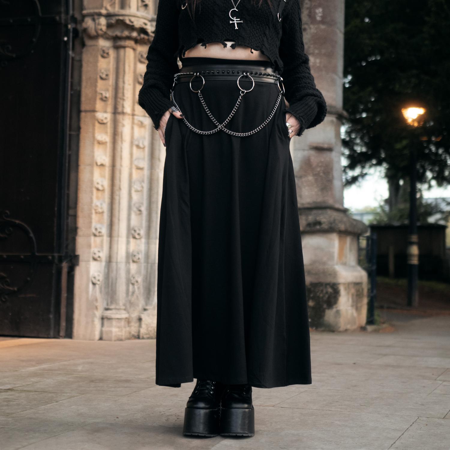 Black Jersey Maxi Skirt | Loose Fit Full Length | Snag