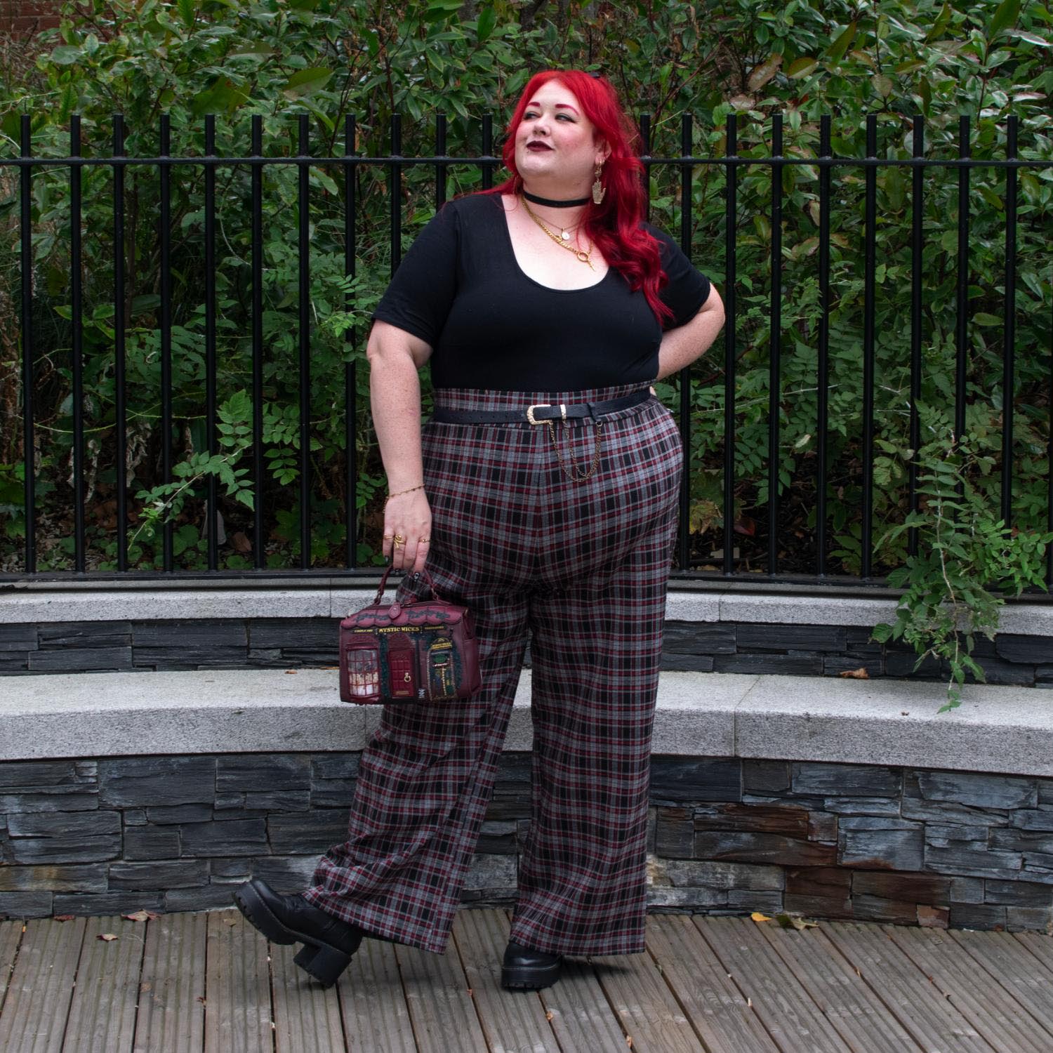 Red Plaid Wide-Leg Trousers in Bonnie Check | Snag