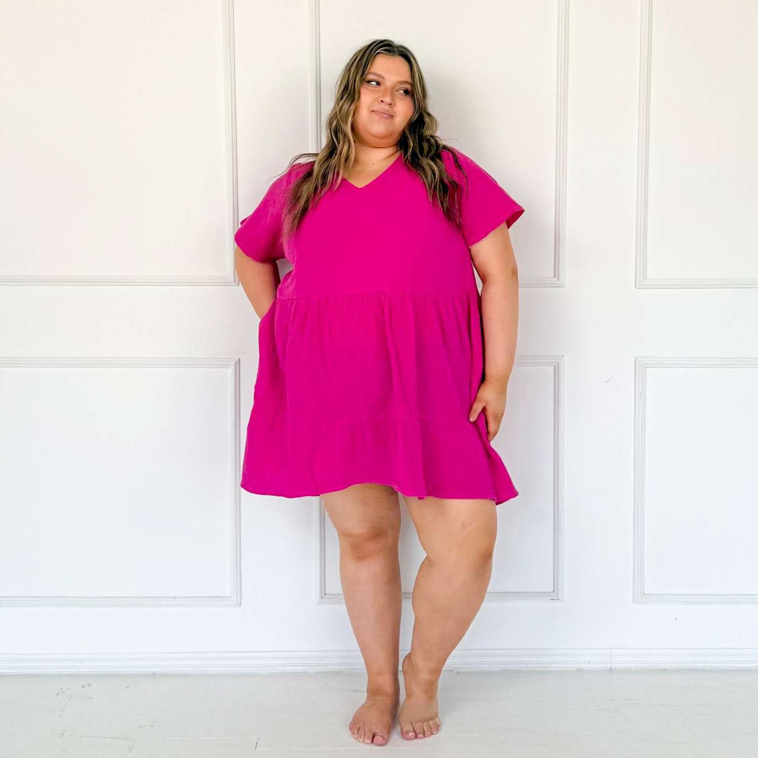 Amrita Cotton Gauze Mini Dress - Peony