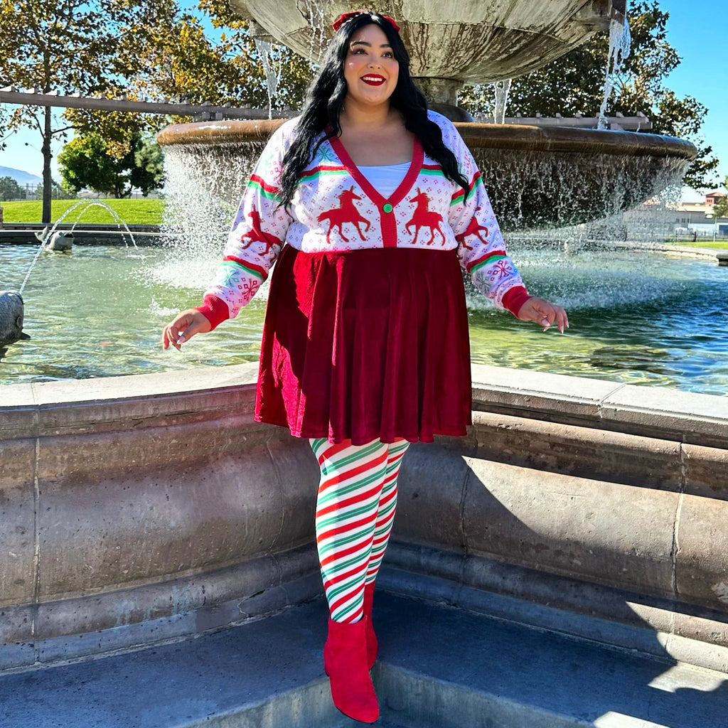 Layered Striped Red, Green & White Tights - The Best Christmas tights