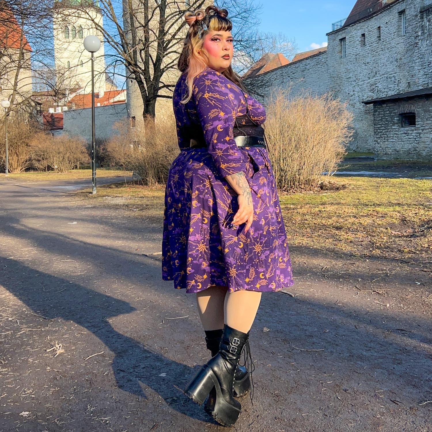 Celestial Wrap Dress  - Purple / Gold