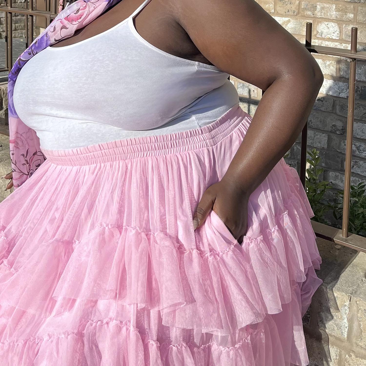 Mini Mesh Skirt Flushing Pink Tights Clothes In Sizes 4-38