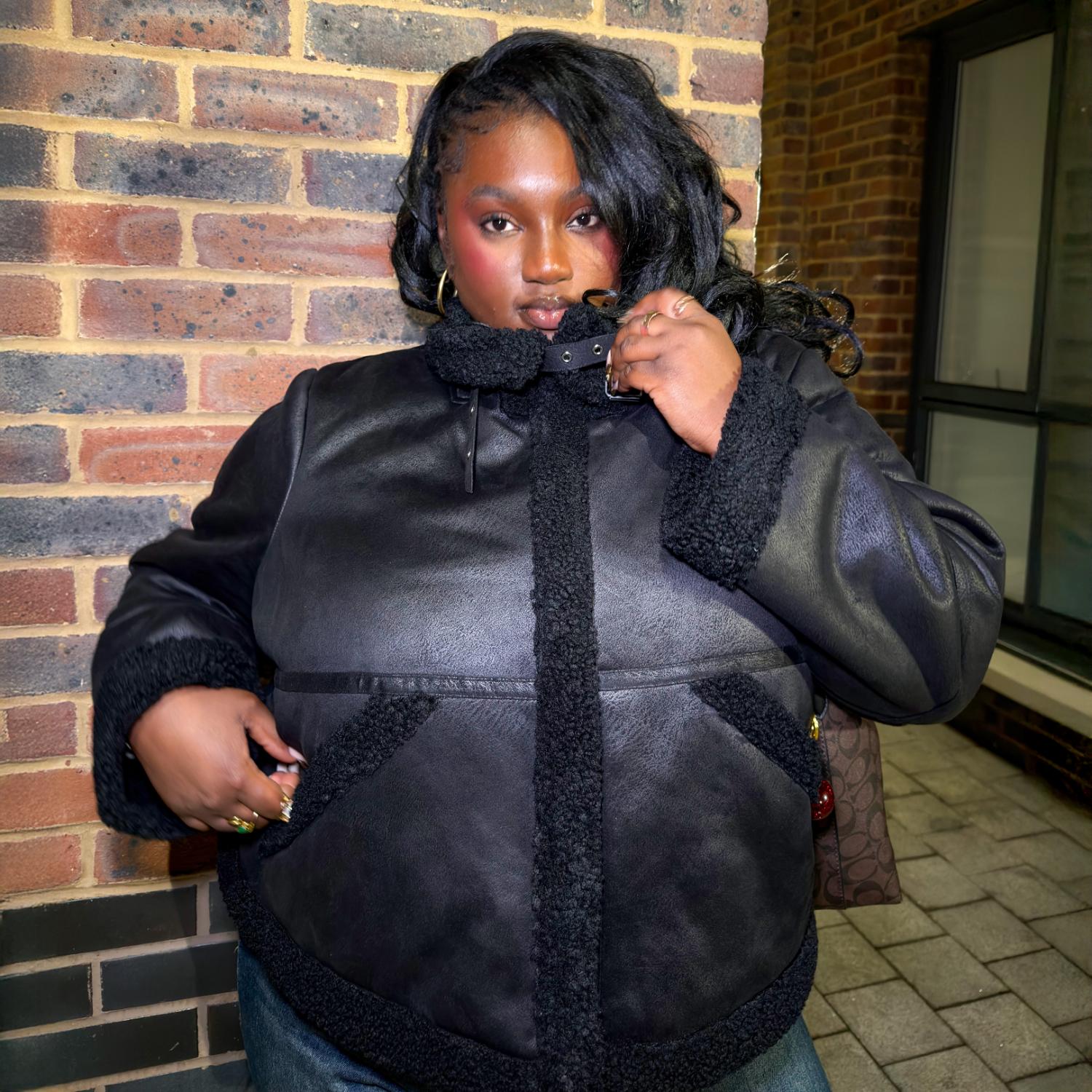 Black Borg Aviator Jacket - Snuggly & Stylish Vegan Suede – Snag