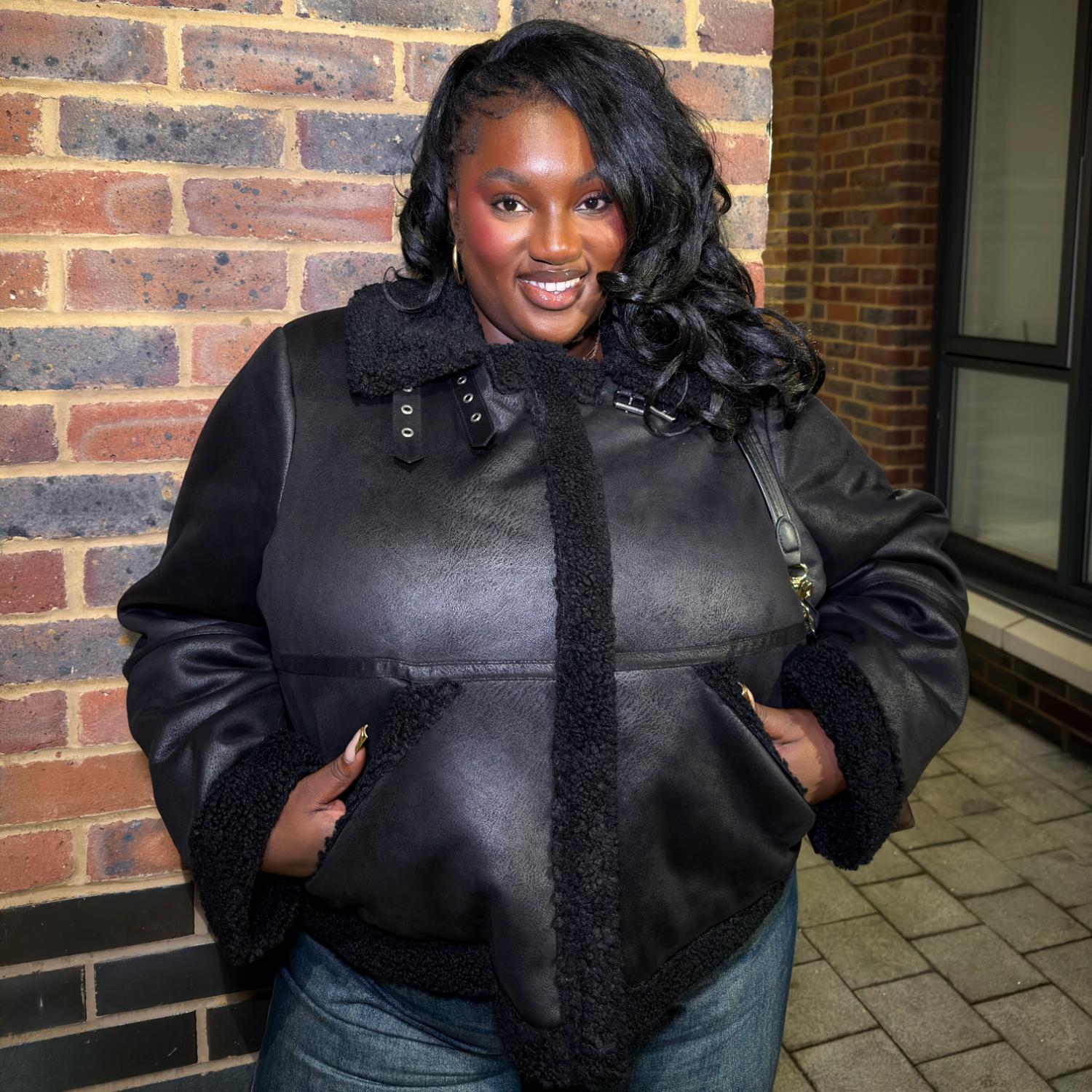 Black Borg Aviator Jacket - Snuggly & Stylish Vegan Suede – Snag