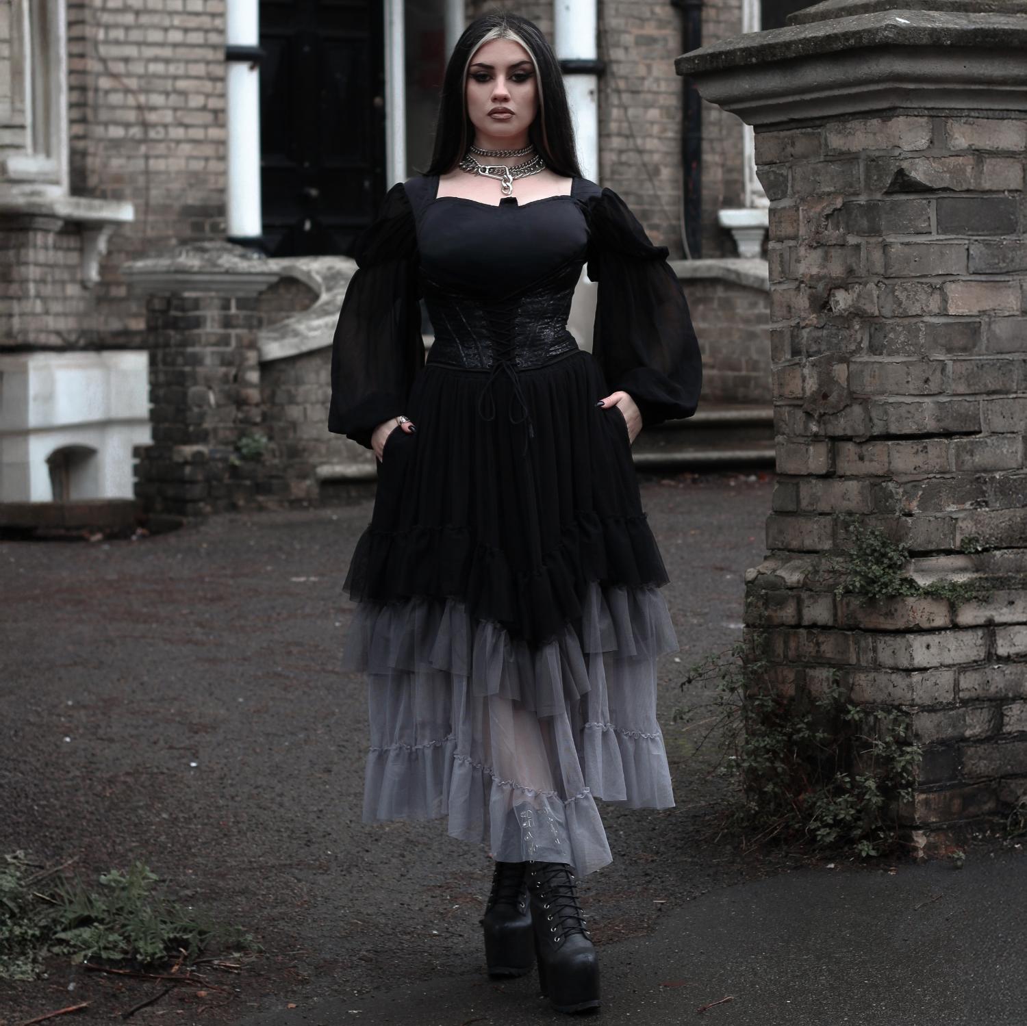 Mesh Maxi Skirt - Black Ombre