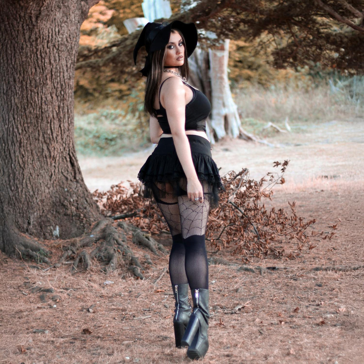 Mock Garter Tights - Venom