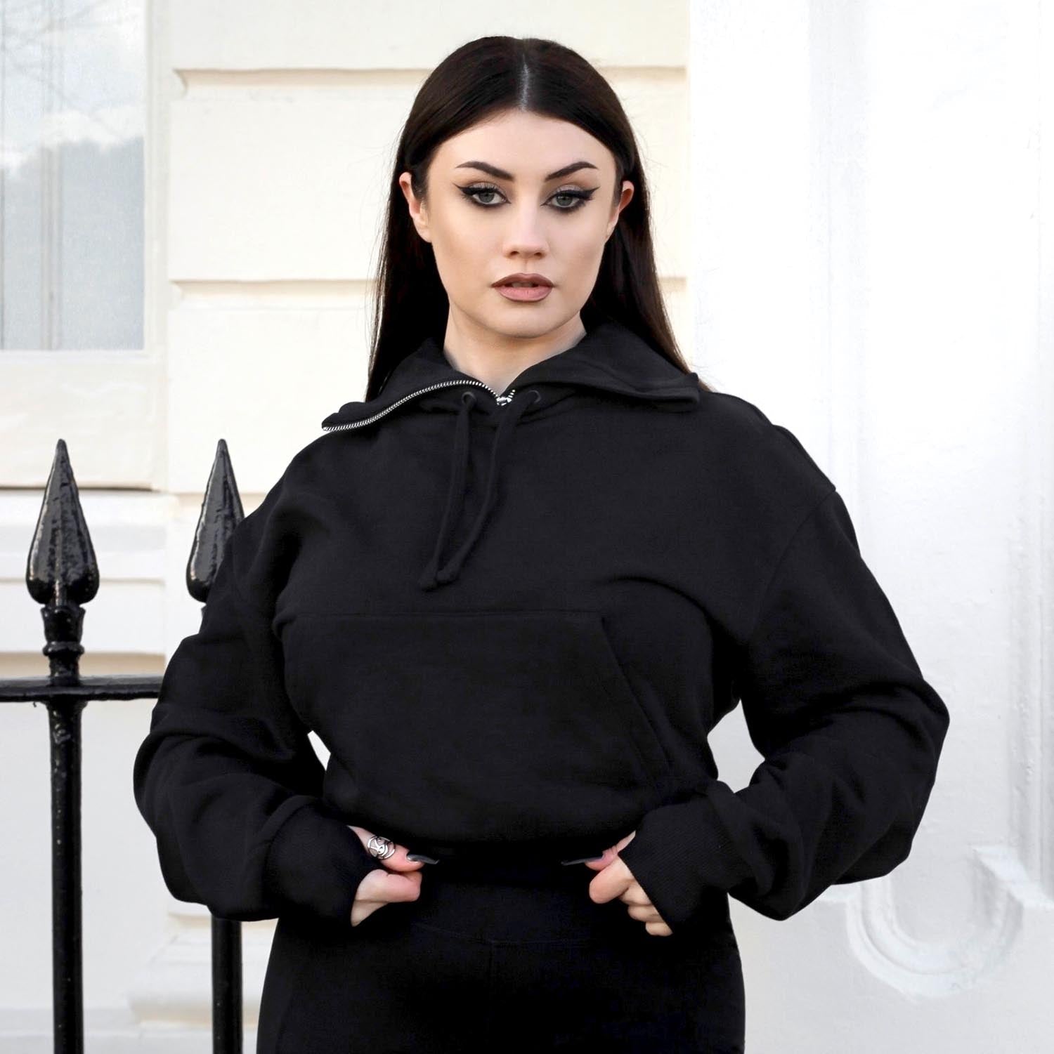 Cropped Bow Back Hoodie - Black - Tights & Clothes In Sizes 4-38
