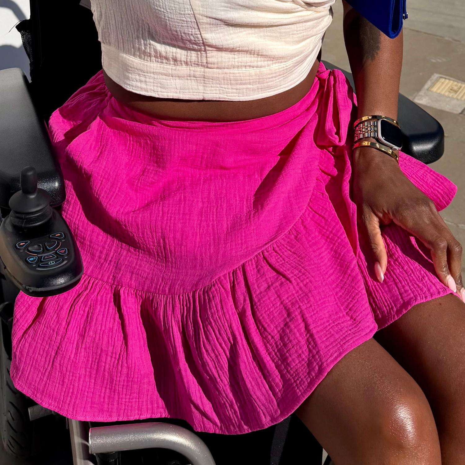 Mary Cotton Gauze Wrap Skirt - Peony