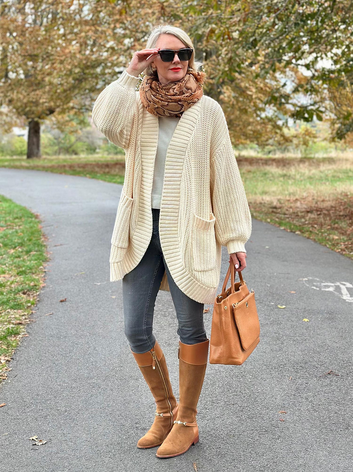 Chunky Knit Cotton Cardigan - Cream