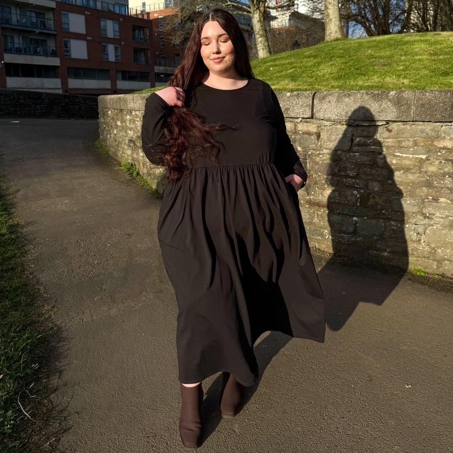 black long sleeve dress cotton on Black Long Sleeve Maxi Dress | Full Coverage