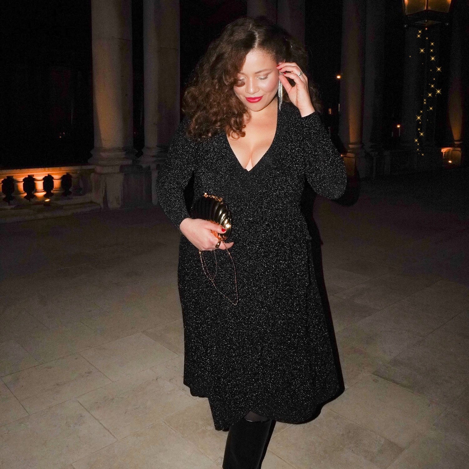 Lurex Wrap Dress - Black - Tights & Clothes In Sizes 4-38 - Snag Lurex Wrap Dress - Black - Tights & Clothes In Sizes 4-38 - Snag